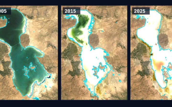 Example output of Landsat Timelapse for Lakes and Wetlands